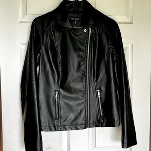 NEW LOOK BLACK FAUX LEATHER MOTO JACKET